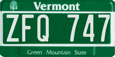 VT license plate ZFQ747