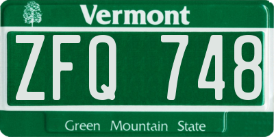 VT license plate ZFQ748
