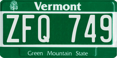 VT license plate ZFQ749