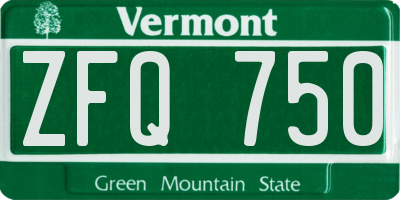 VT license plate ZFQ750