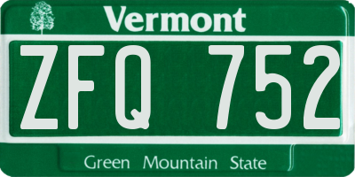 VT license plate ZFQ752