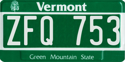 VT license plate ZFQ753