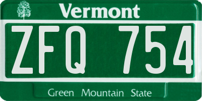 VT license plate ZFQ754