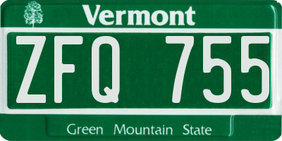 VT license plate ZFQ755