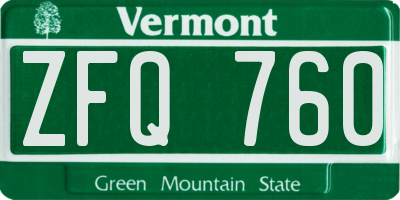 VT license plate ZFQ760
