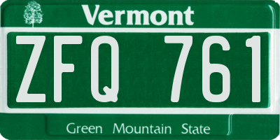 VT license plate ZFQ761