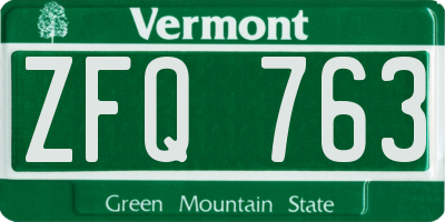 VT license plate ZFQ763