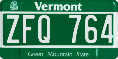 VT license plate ZFQ764