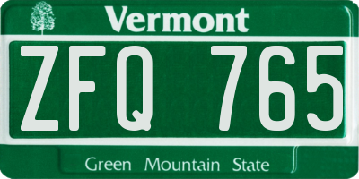 VT license plate ZFQ765