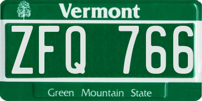 VT license plate ZFQ766