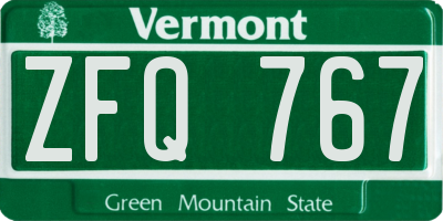 VT license plate ZFQ767