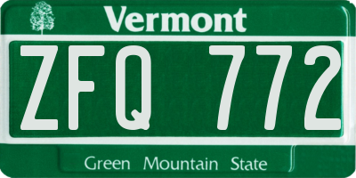 VT license plate ZFQ772