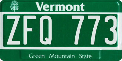 VT license plate ZFQ773