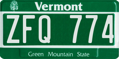 VT license plate ZFQ774