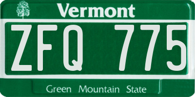 VT license plate ZFQ775