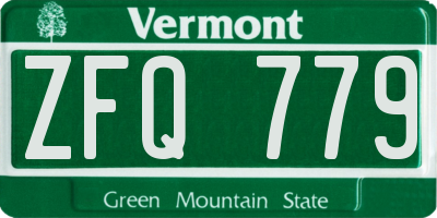 VT license plate ZFQ779