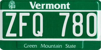 VT license plate ZFQ780