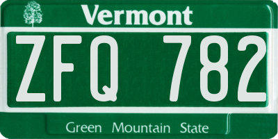 VT license plate ZFQ782