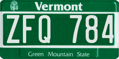 VT license plate ZFQ784