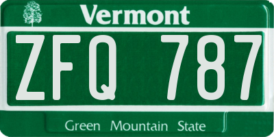 VT license plate ZFQ787