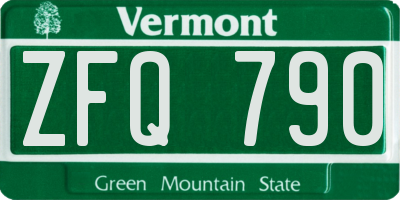 VT license plate ZFQ790