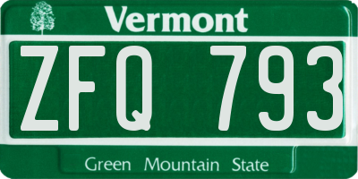 VT license plate ZFQ793
