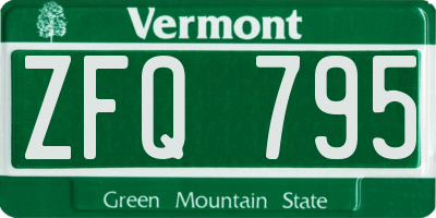 VT license plate ZFQ795