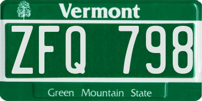 VT license plate ZFQ798