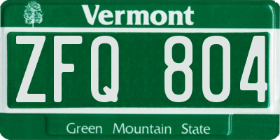 VT license plate ZFQ804