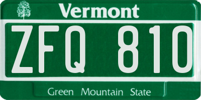 VT license plate ZFQ810