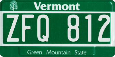 VT license plate ZFQ812