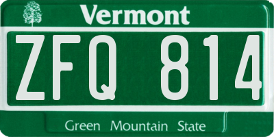 VT license plate ZFQ814