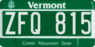 VT license plate ZFQ815