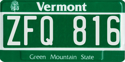 VT license plate ZFQ816