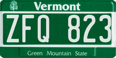 VT license plate ZFQ823