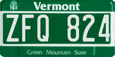 VT license plate ZFQ824