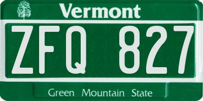 VT license plate ZFQ827
