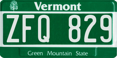 VT license plate ZFQ829
