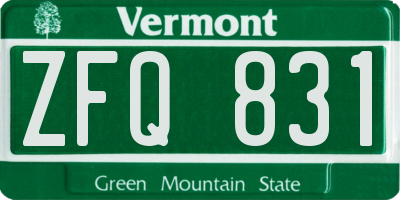 VT license plate ZFQ831