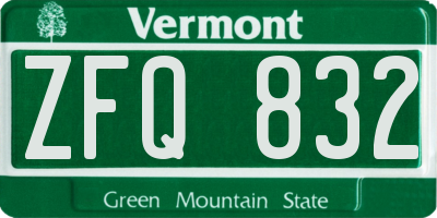 VT license plate ZFQ832