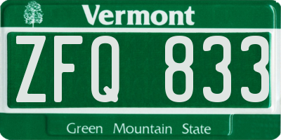 VT license plate ZFQ833