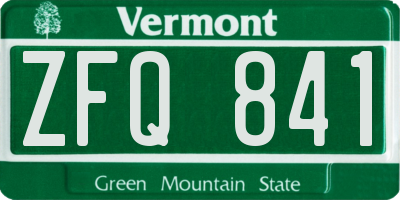 VT license plate ZFQ841
