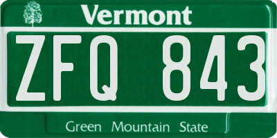 VT license plate ZFQ843