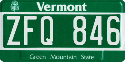 VT license plate ZFQ846