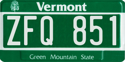 VT license plate ZFQ851