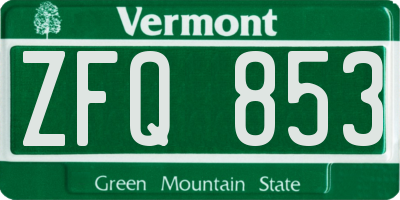 VT license plate ZFQ853