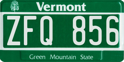 VT license plate ZFQ856