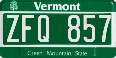 VT license plate ZFQ857
