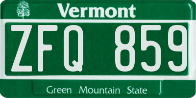 VT license plate ZFQ859