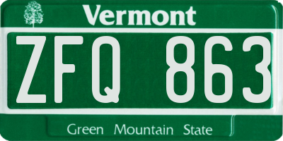VT license plate ZFQ863